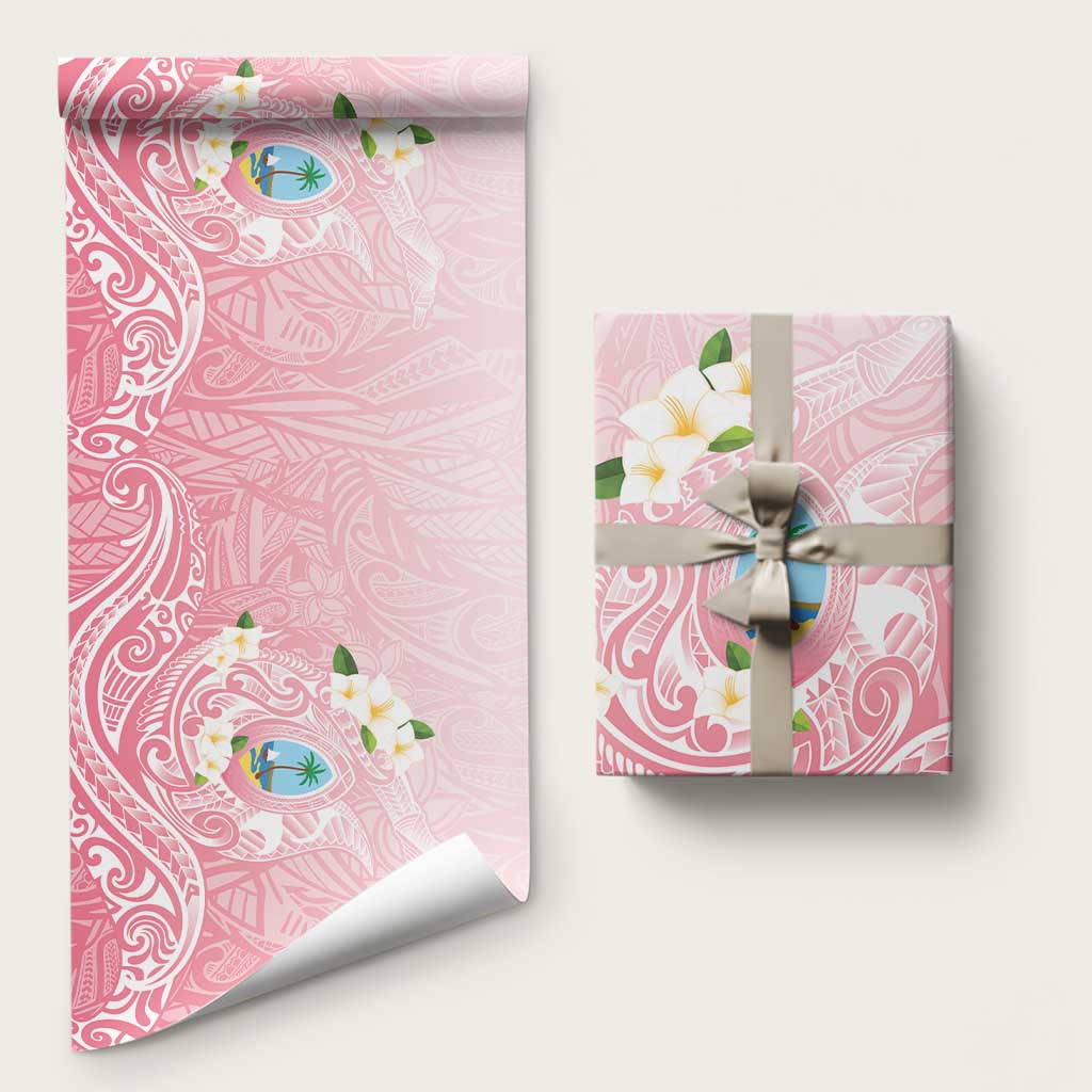 Guam Fishhook Mix Guasali Flowers Wrapping Paper Dreaming Coral LT7 58" × 23" Pink - Polynesian Pride