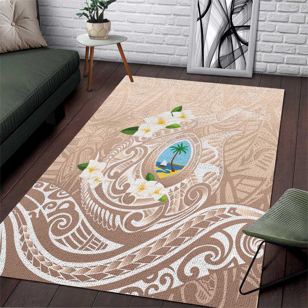 Guam Fishhook Mix Guasali Flowers Area Rug Dreaming Hazel LT7 Beige - Polynesian Pride