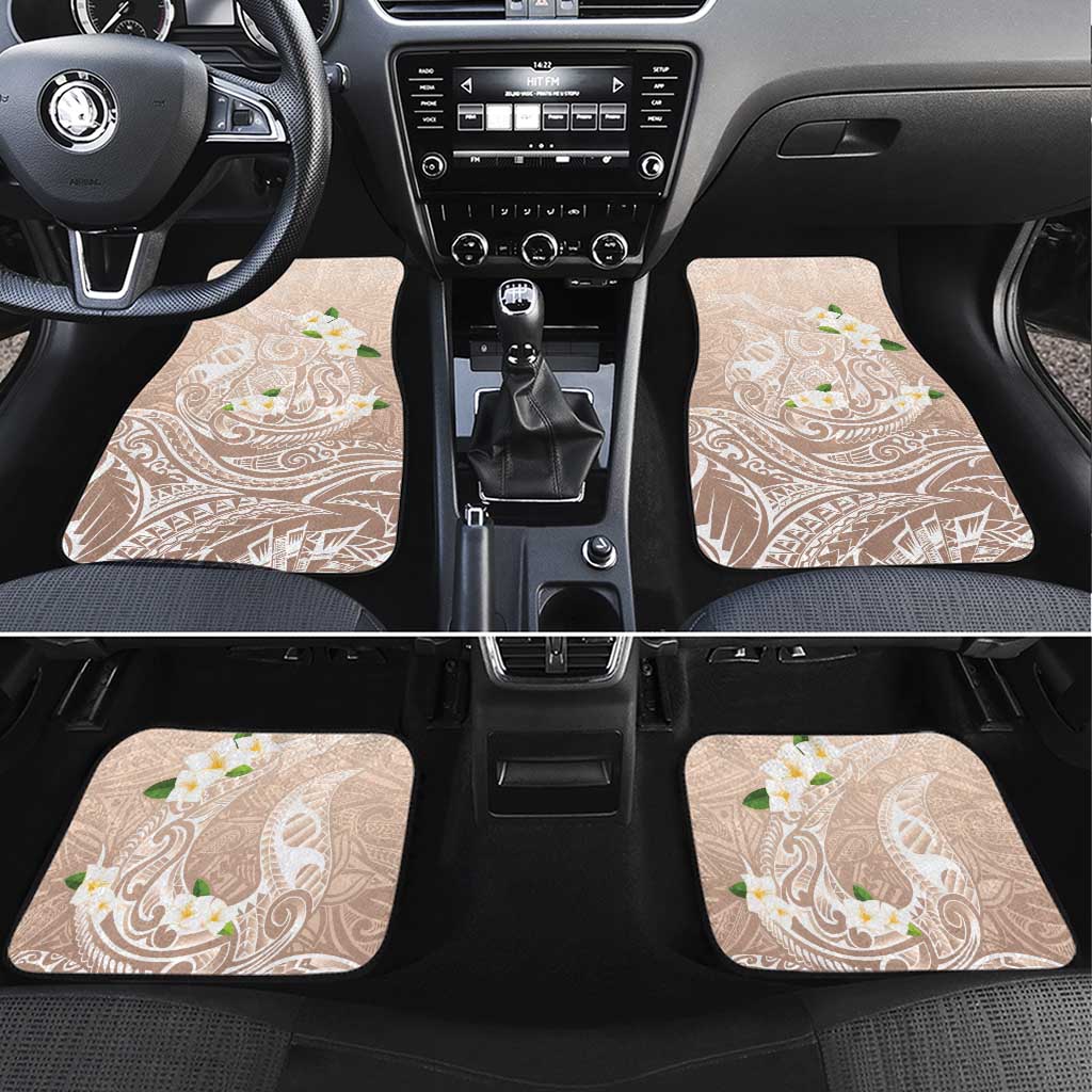 Guam Fishhook Mix Guasali Flowers Car Mats Dreaming Hazel LT7 Set 4pcs Beige - Polynesian Pride