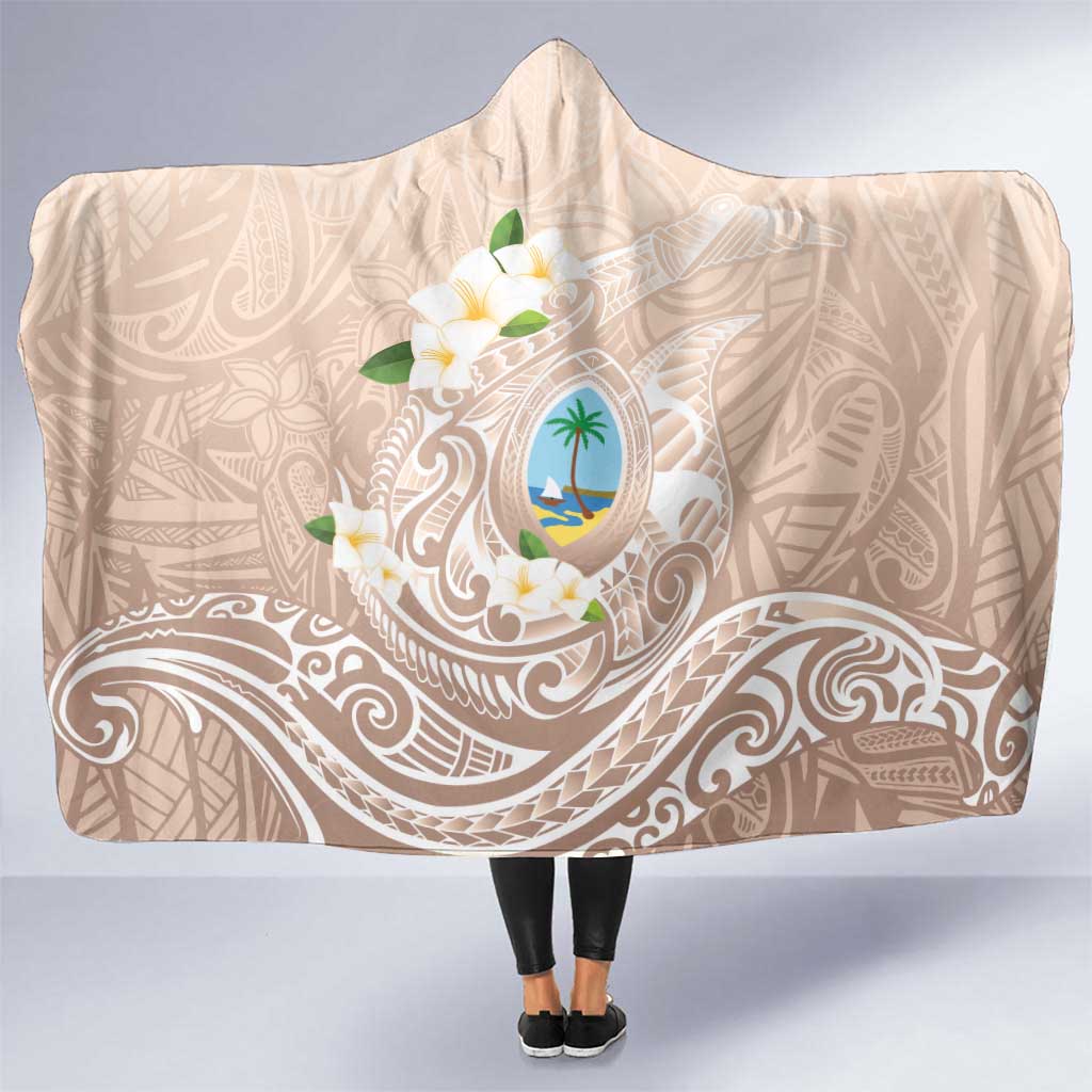 Guam Fishhook Mix Guasali Flowers Hooded Blanket Dreaming Hazel LT7 One Size Beige - Polynesian Pride