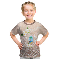 Guam Fishhook Mix Guasali Flowers Kid T Shirt Dreaming Hazel LT7 Beige - Polynesian Pride