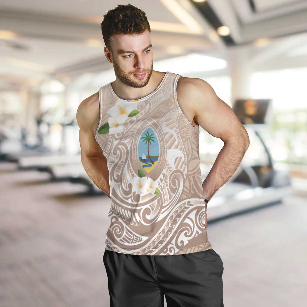 Guam Fishhook Mix Guasali Flowers Men Tank Top Dreaming Hazel LT7 Beige - Polynesian Pride