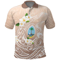 Guam Fishhook Mix Guasali Flowers Polo Shirt Dreaming Hazel LT7 Beige - Polynesian Pride