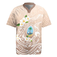 Guam Fishhook Mix Guasali Flowers Rugby Jersey Dreaming Hazel LT7 Beige - Polynesian Pride