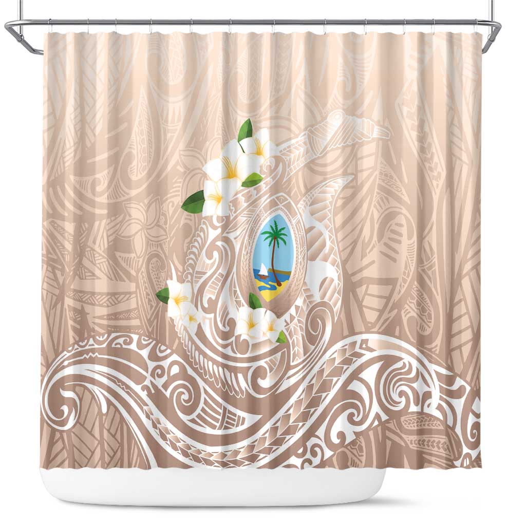 Guam Fishhook Mix Guasali Flowers Shower Curtain Dreaming Hazel LT7 Beige - Polynesian Pride