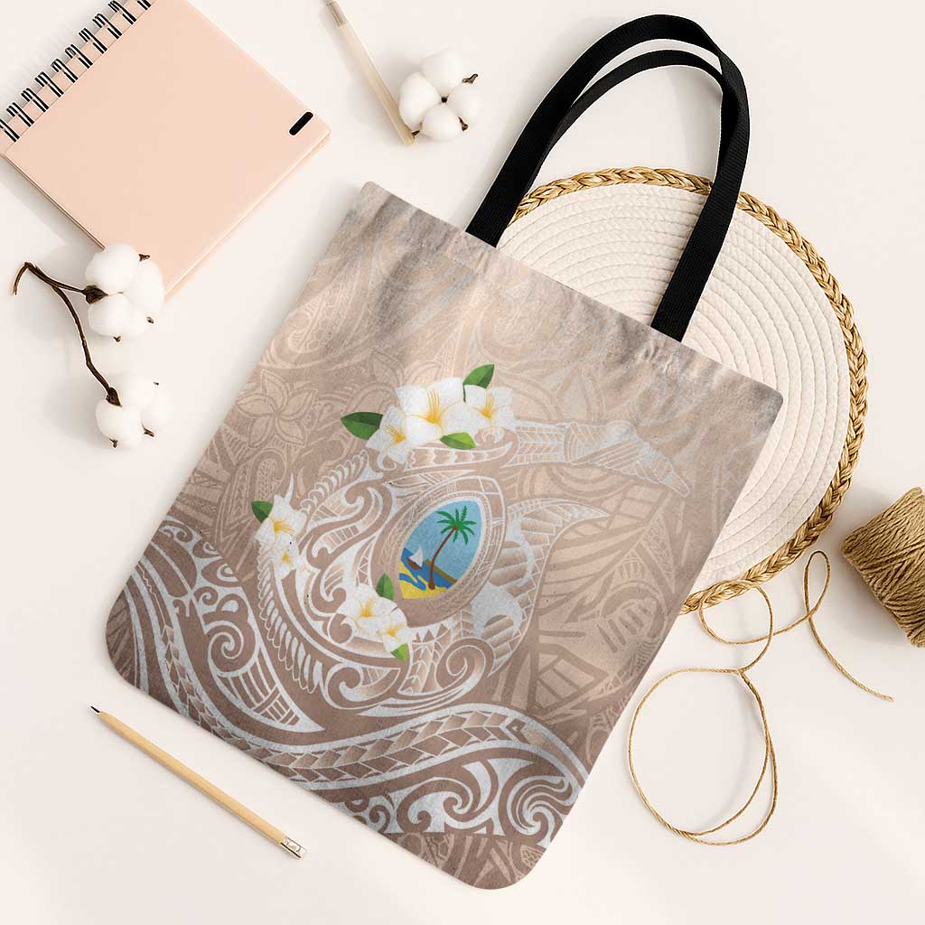 Guam Fishhook Mix Guasali Flowers Tote Bag Dreaming Hazel LT7 Black Strap One Size Beige - Polynesian Pride