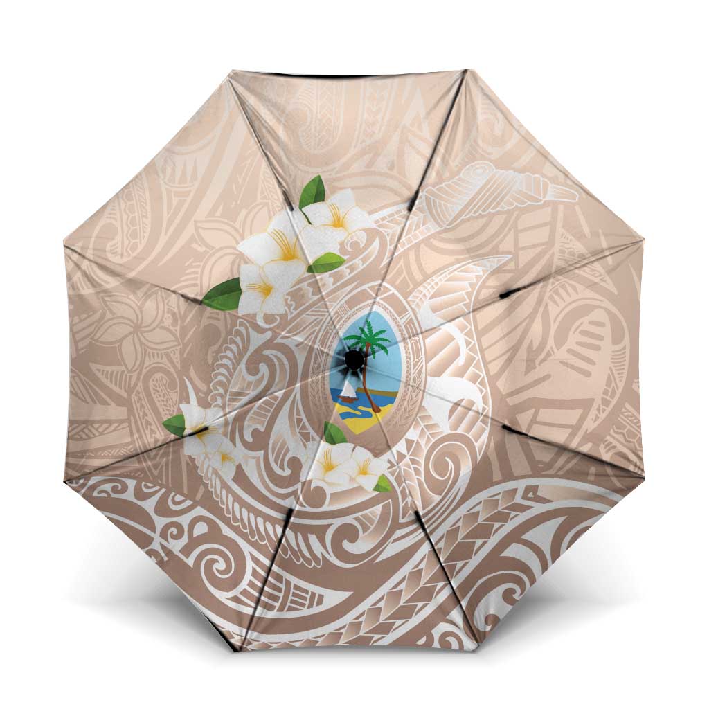 Guam Fishhook Mix Guasali Flowers Umbrella Dreaming Hazel LT7 One Size Folded 11.42 inch Opened Diameter 37.4 inch Beige - Polynesian Pride