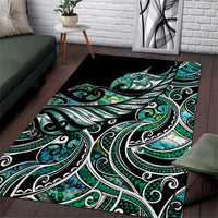 Maori Matariki - Manaia Area Rug Emerald Paua Shell LT7 Green - Polynesian Pride
