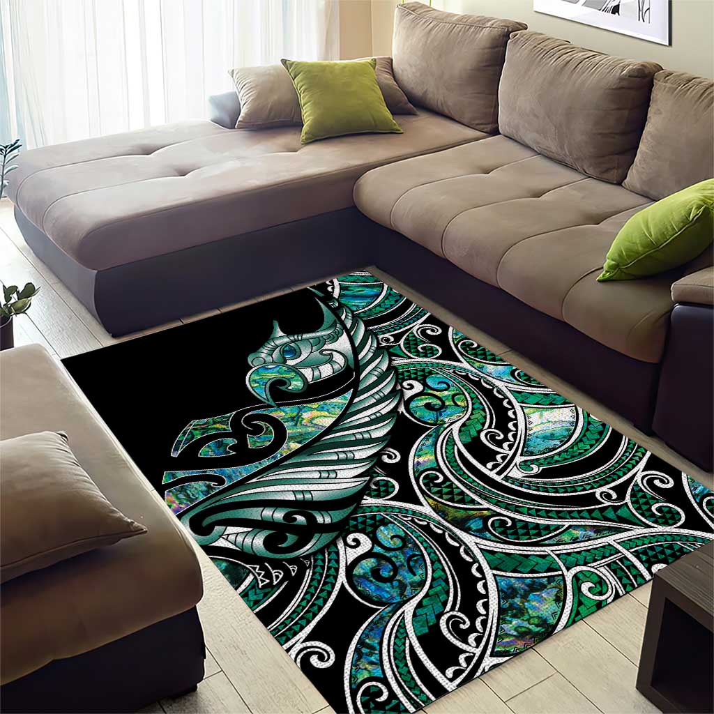 Maori Matariki - Manaia Area Rug Emerald Paua Shell LT7 - Polynesian Pride