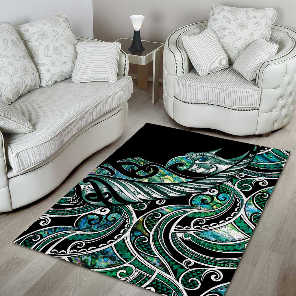 Maori Matariki - Manaia Area Rug Emerald Paua Shell LT7 - Polynesian Pride