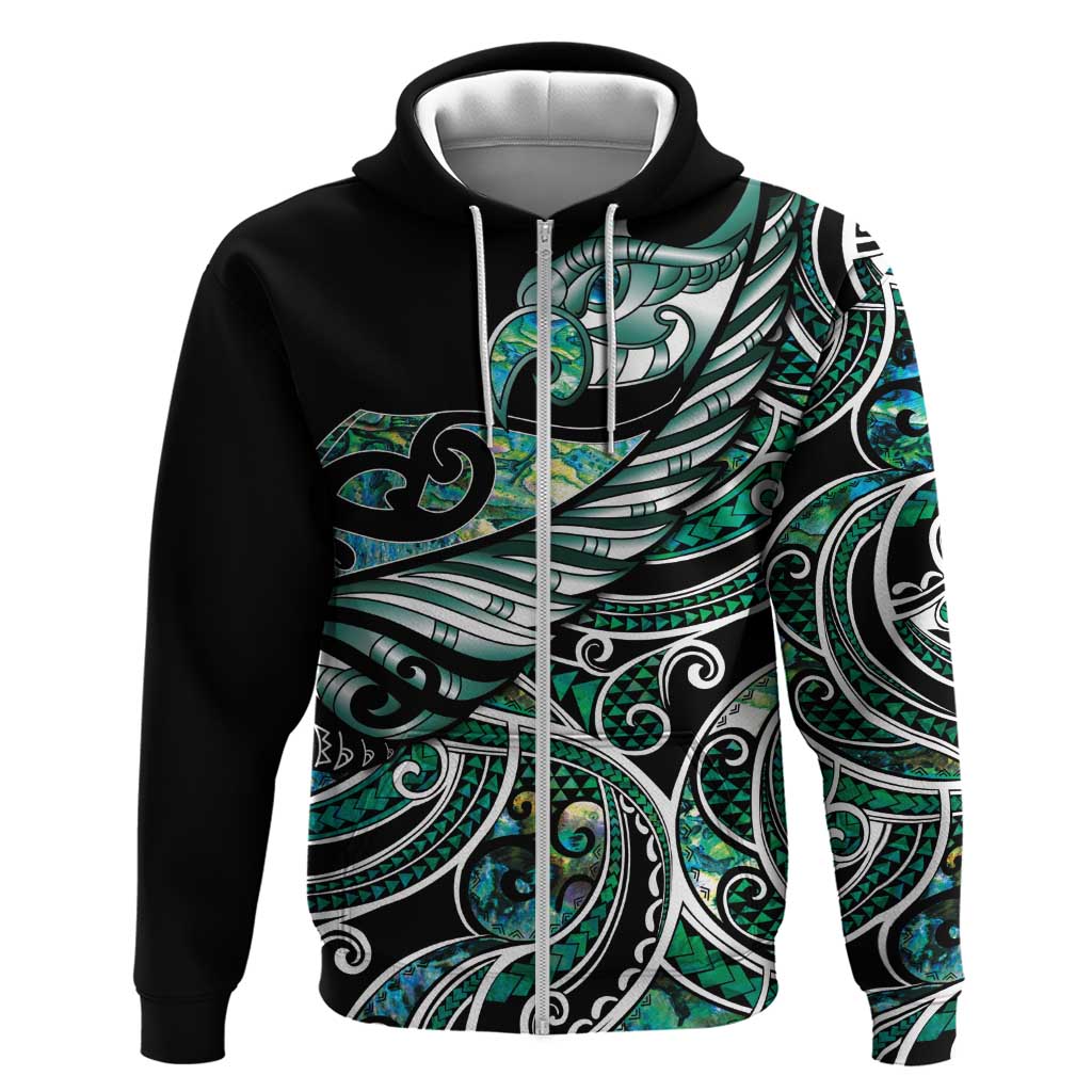 Maori Matariki - Manaia Hoodie Emerald Paua Shell LT7 Zip Hoodie Green - Polynesian Pride