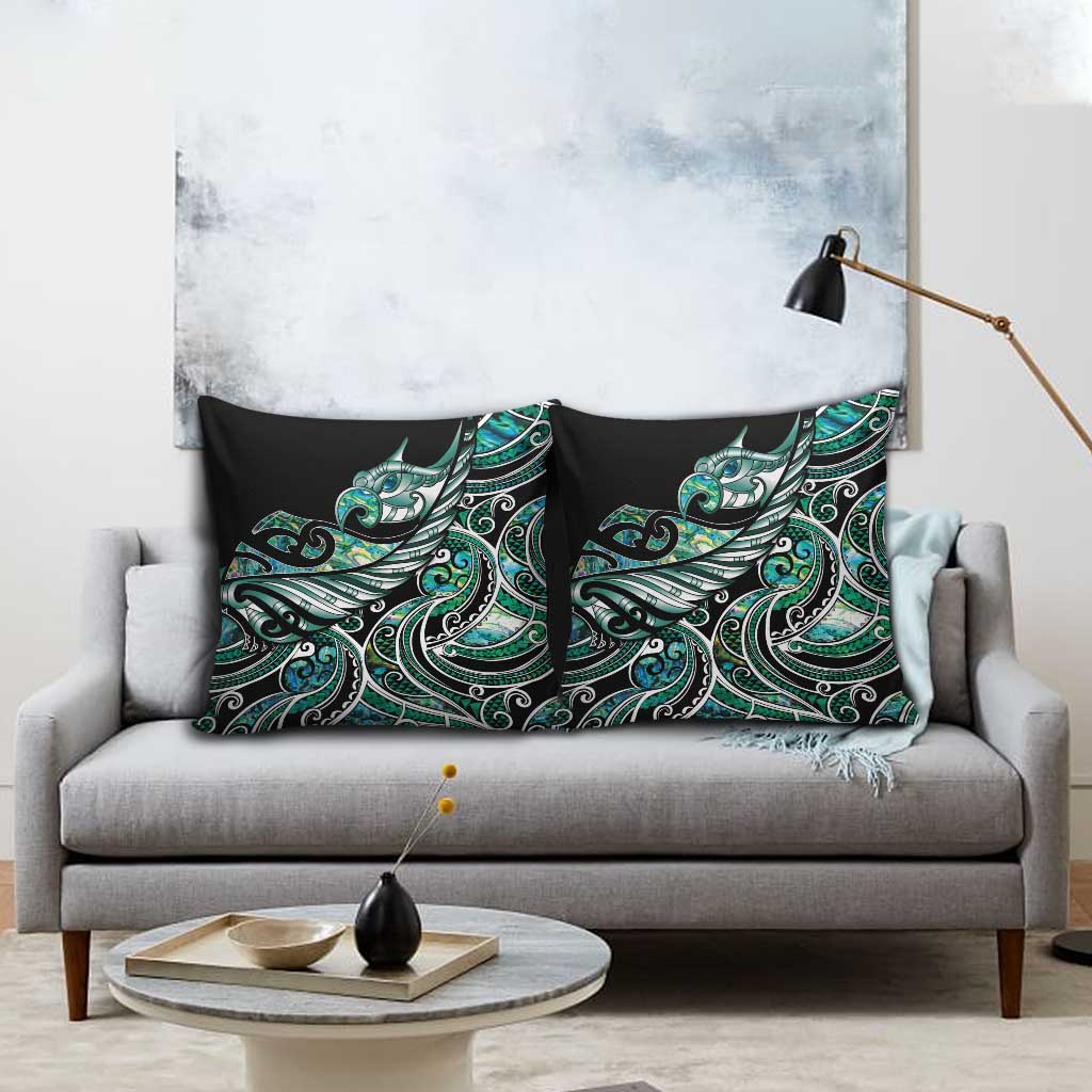 Maori Matariki - Manaia Pillow Cover Emerald Paua Shell LT7 - Polynesian Pride