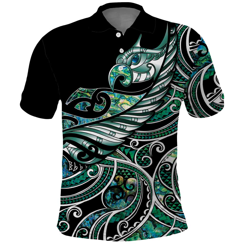 Maori Matariki - Manaia Polo Shirt Emerald Paua Shell LT7 Green - Polynesian Pride