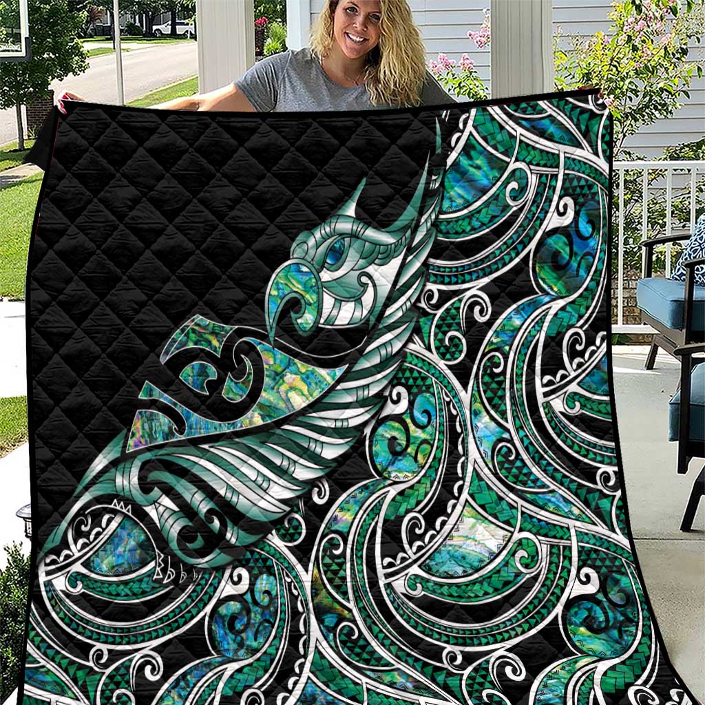Maori Matariki - Manaia Quilt Emerald Paua Shell LT7 Green - Polynesian Pride