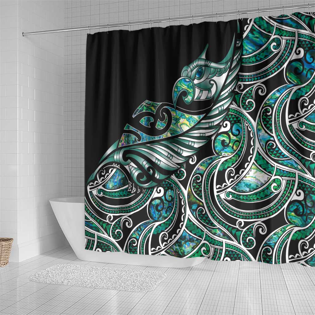 Maori Matariki - Manaia Shower Curtain Emerald Paua Shell LT7 - Polynesian Pride