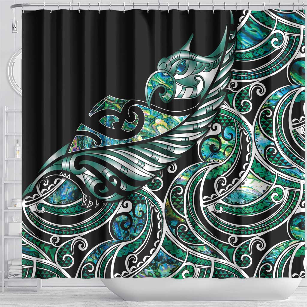 Maori Matariki - Manaia Shower Curtain Emerald Paua Shell LT7 - Polynesian Pride