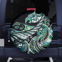 Maori Matariki - Manaia Spare Tire Cover Emerald Paua Shell LT7 No hole Green - Polynesian Pride