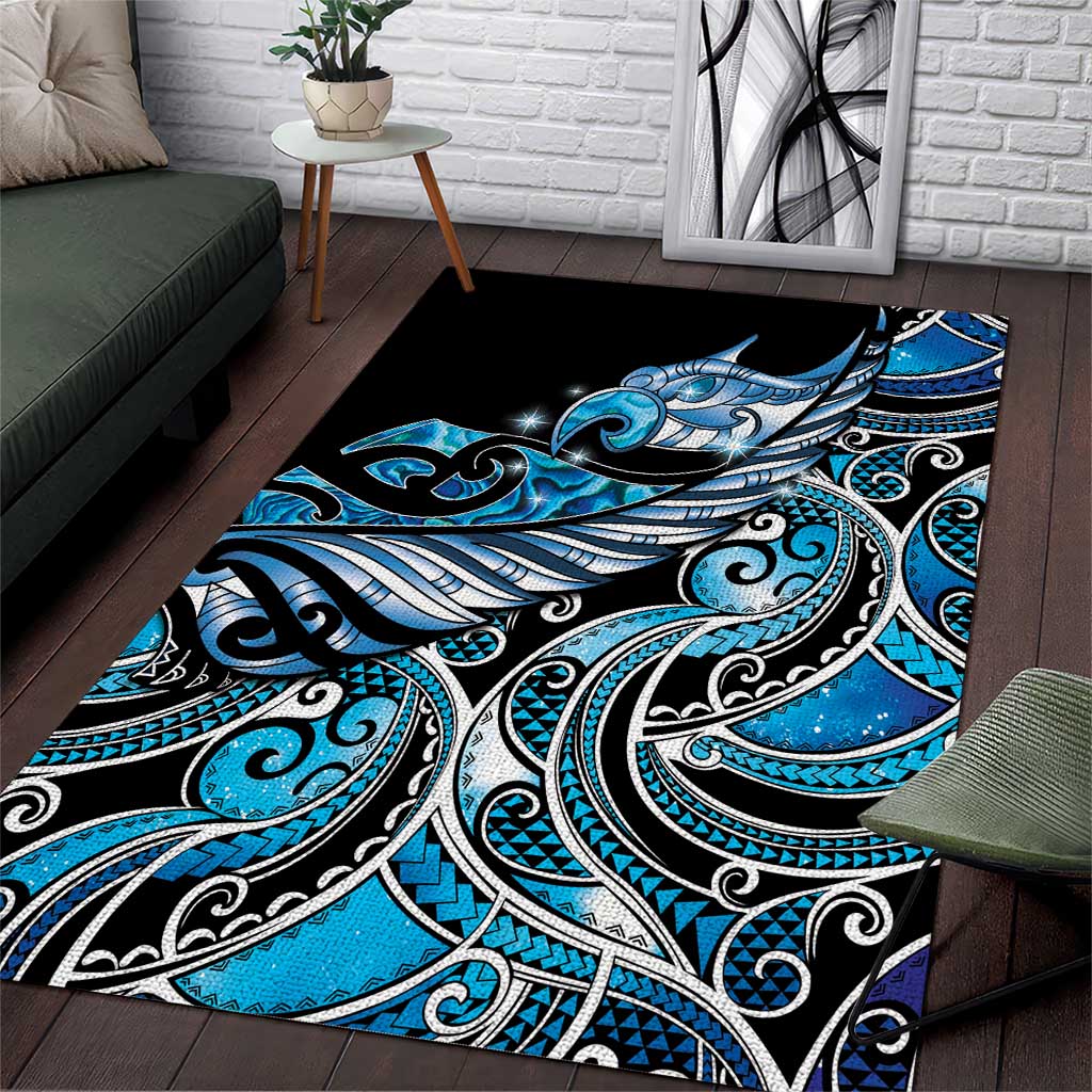 Maori Matariki - Manaia Area Rug Galaxy Blue Paua Shell LT7 Blue - Polynesian Pride