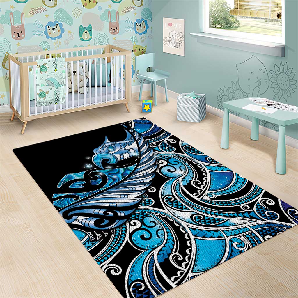 Maori Matariki - Manaia Area Rug Galaxy Blue Paua Shell LT7 - Polynesian Pride