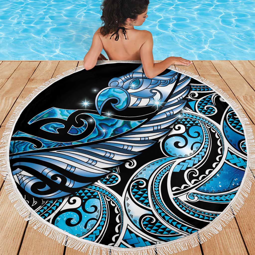 Maori Matariki - Manaia Beach Blanket Galaxy Blue Paua Shell LT7 - Polynesian Pride