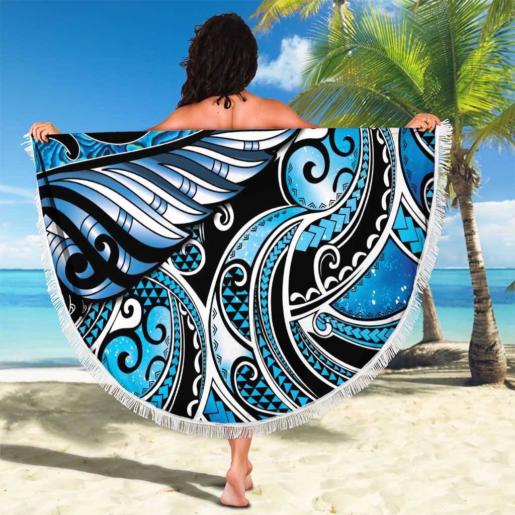 Maori Matariki - Manaia Beach Blanket Galaxy Blue Paua Shell LT7 - Polynesian Pride