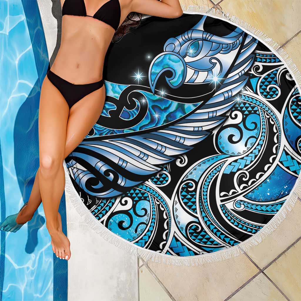 Maori Matariki - Manaia Beach Blanket Galaxy Blue Paua Shell LT7 - Polynesian Pride