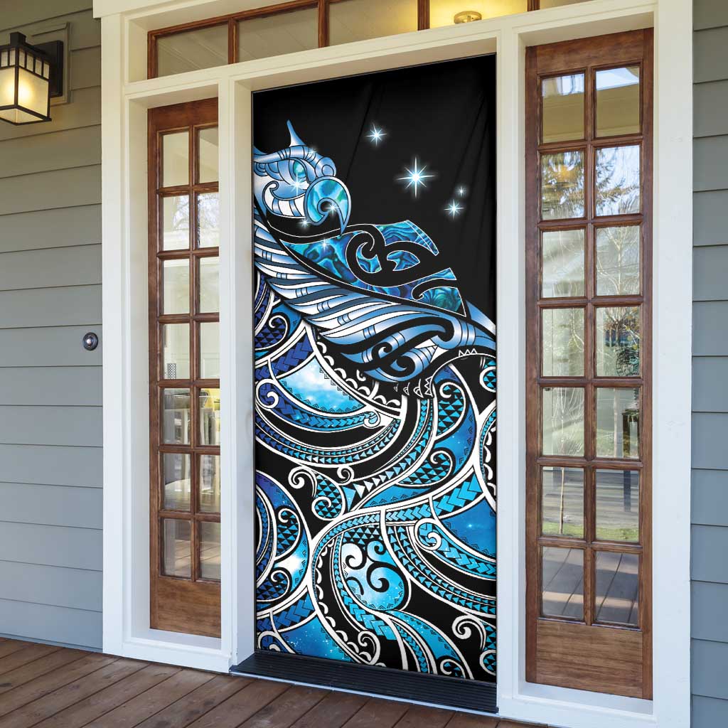 Maori Matariki - Manaia Door Cover Galaxy Blue Paua Shell LT7 - Polynesian Pride