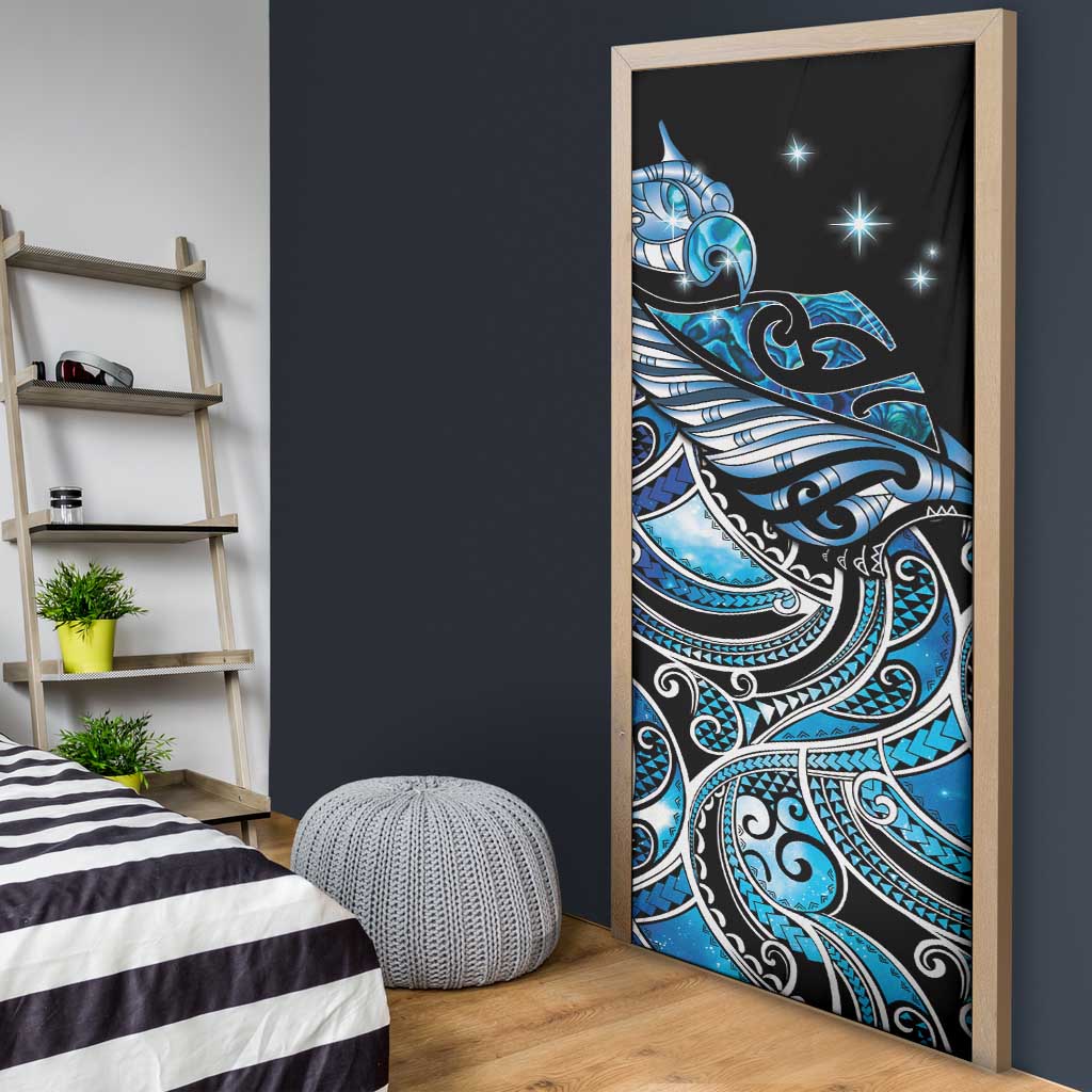 Maori Matariki - Manaia Door Cover Galaxy Blue Paua Shell LT7 - Polynesian Pride