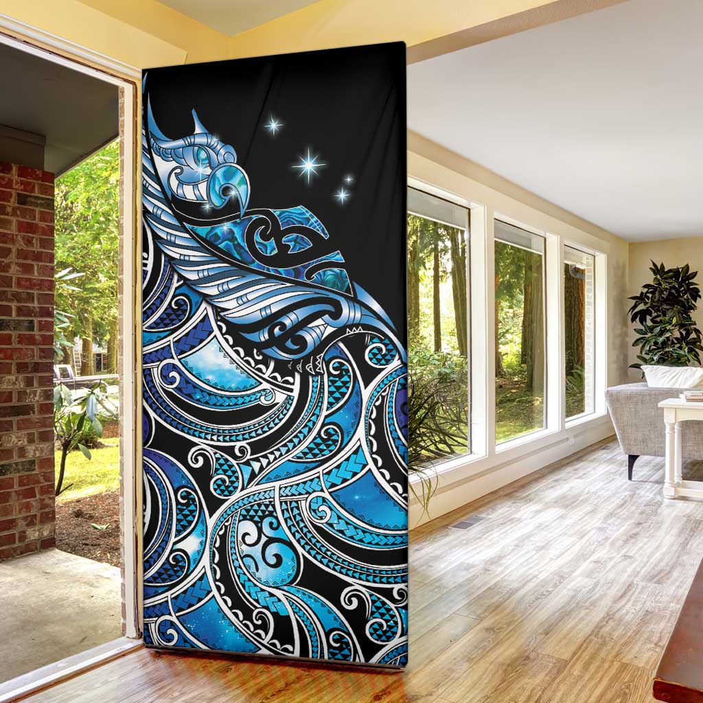 Maori Matariki - Manaia Door Cover Galaxy Blue Paua Shell LT7 - Polynesian Pride