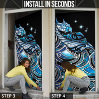 Maori Matariki - Manaia Door Cover Galaxy Blue Paua Shell LT7 - Polynesian Pride