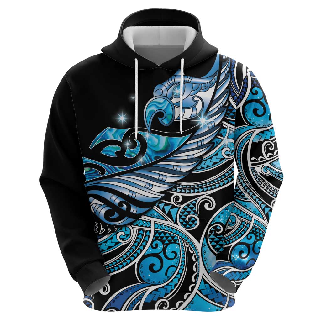 Maori Matariki - Manaia Hoodie Galaxy Blue Paua Shell LT7 - Polynesian Pride