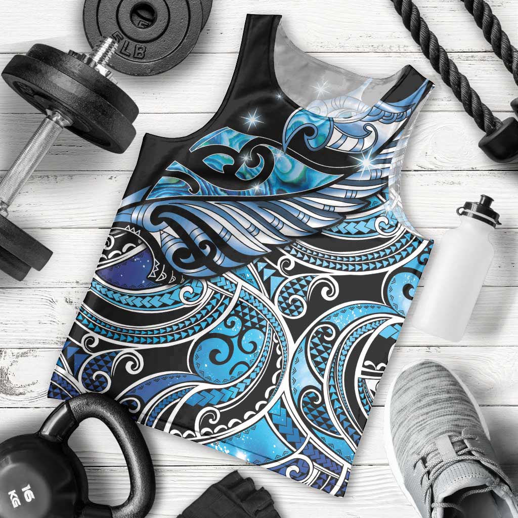 Maori Matariki - Manaia Men Tank Top Galaxy Blue Paua Shell LT7 - Polynesian Pride