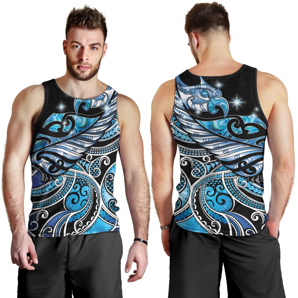 Maori Matariki - Manaia Men Tank Top Galaxy Blue Paua Shell LT7 - Polynesian Pride