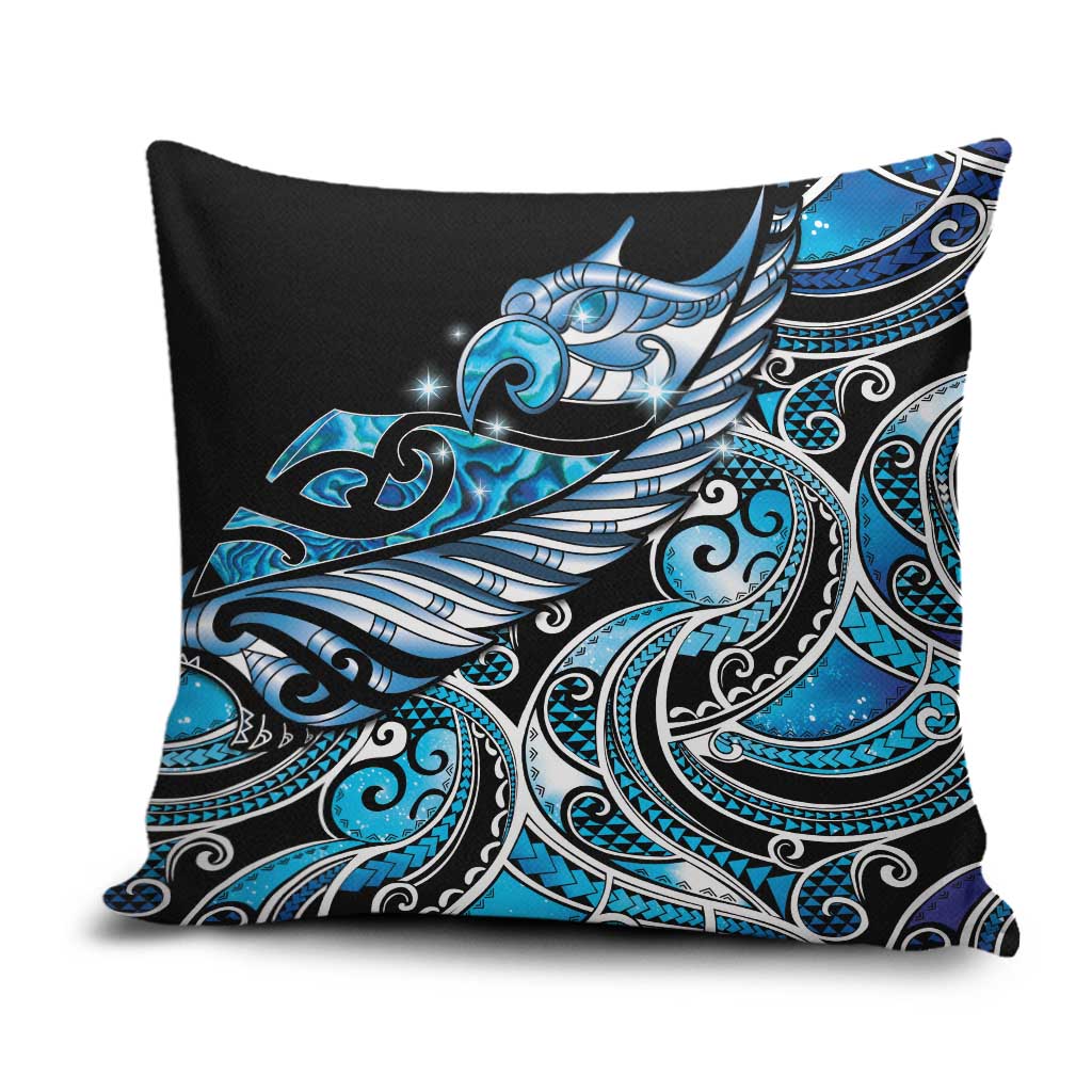 Maori Matariki - Manaia Pillow Cover Galaxy Blue Paua Shell LT7 Blue - Polynesian Pride