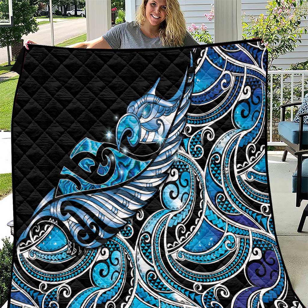 Maori Matariki - Manaia Quilt Galaxy Blue Paua Shell LT7 Blue - Polynesian Pride