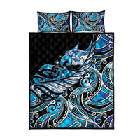 Maori Matariki - Manaia Quilt Bed Set Galaxy Blue Paua Shell LT7 - Polynesian Pride