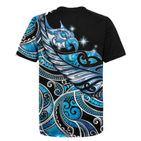 Maori Matariki - Manaia Rugby Jersey Galaxy Blue Paua Shell LT7 - Polynesian Pride