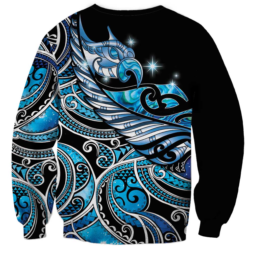 Maori Matariki - Manaia Sweatshirt Galaxy Blue Paua Shell LT7 - Polynesian Pride