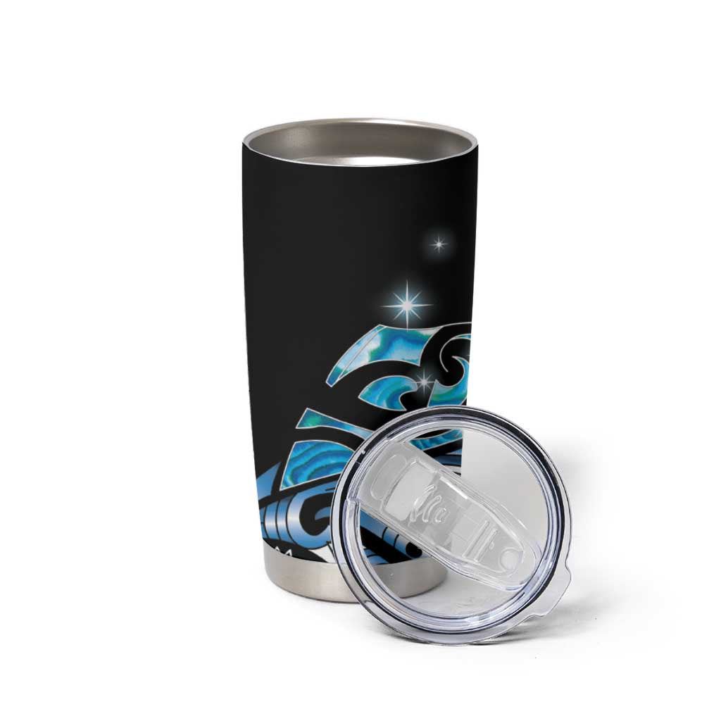 Maori Matariki - Manaia Tumbler Cup Galaxy Blue Paua Shell LT7 - Polynesian Pride