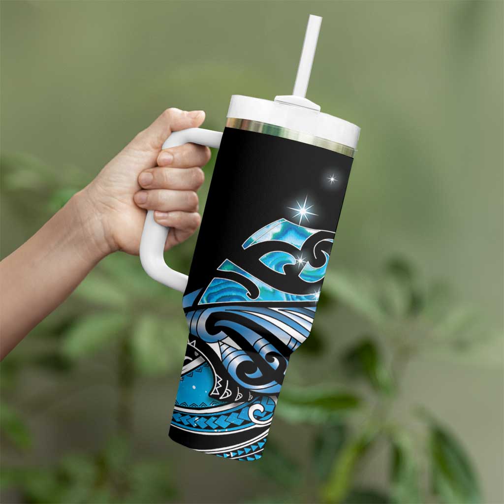 Maori Matariki - Manaia Tumbler With Handle Galaxy Blue Paua Shell LT7 - Polynesian Pride