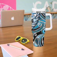 Maori Matariki - Manaia Tumbler With Handle Galaxy Blue Paua Shell LT7 - Polynesian Pride