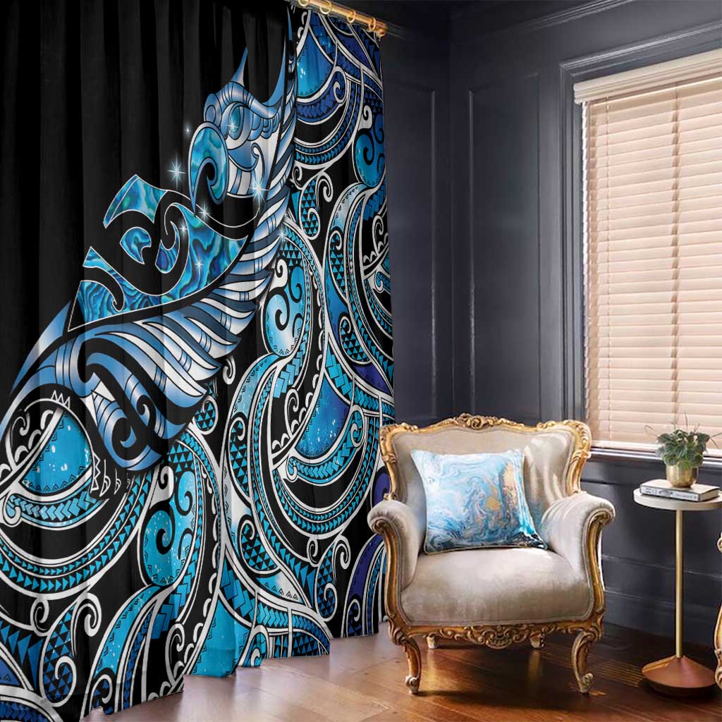 Maori Matariki - Manaia Window Curtain Galaxy Blue Paua Shell LT7 - Polynesian Pride