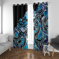 Maori Matariki - Manaia Window Curtain Galaxy Blue Paua Shell LT7 With Grommets Blue - Polynesian Pride