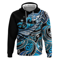 Maori Matariki - Manaia Zip Hoodie Galaxy Blue Paua Shell LT7 Pullover Hoodie Blue - Polynesian Pride