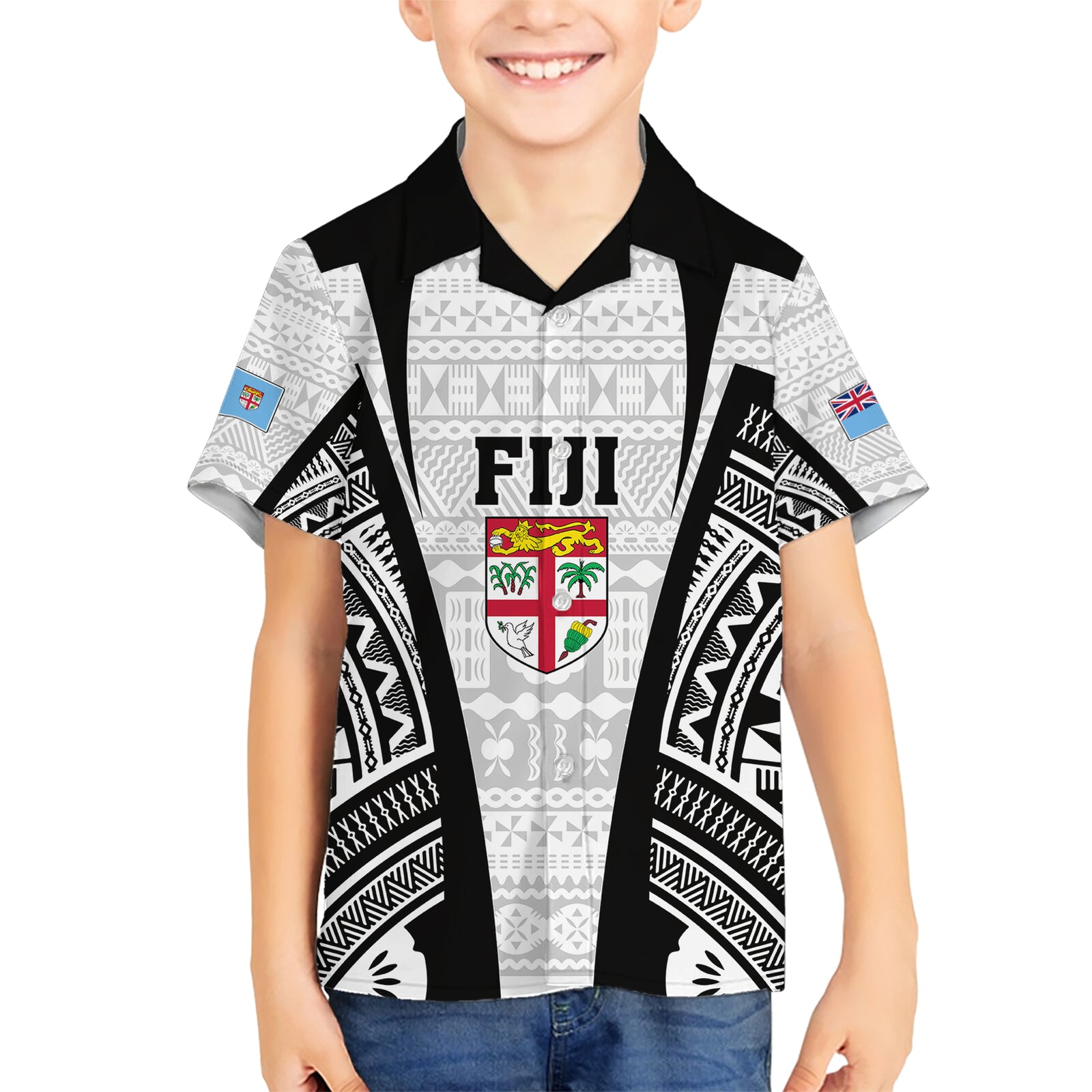 Personalised Fiji Rugby Kid Hawaiian Shirt 2023 World Cup History Makers - White Ver LT7 Kid White - Polynesian Pride
