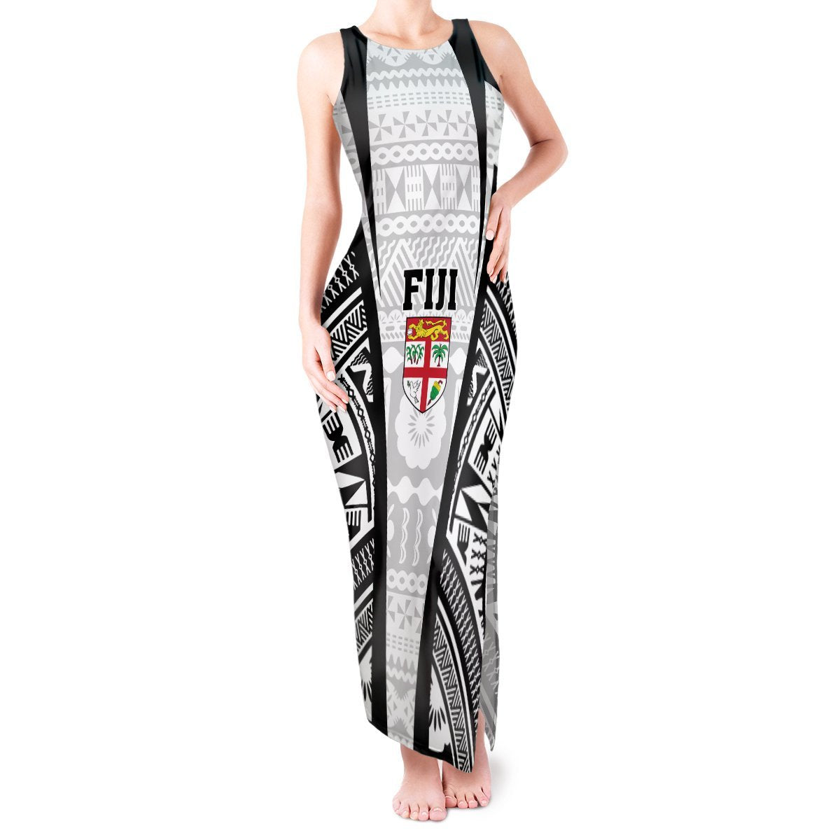 Personalised Fiji Rugby Tank Maxi Dress 2023 World Cup History Makers - White Ver LT7 Women White - Polynesian Pride