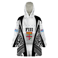 Personalised Fiji Rugby Wearable Blanket Hoodie 2023 World Cup History Makers - White Ver LT7 One Size White - Polynesian Pride