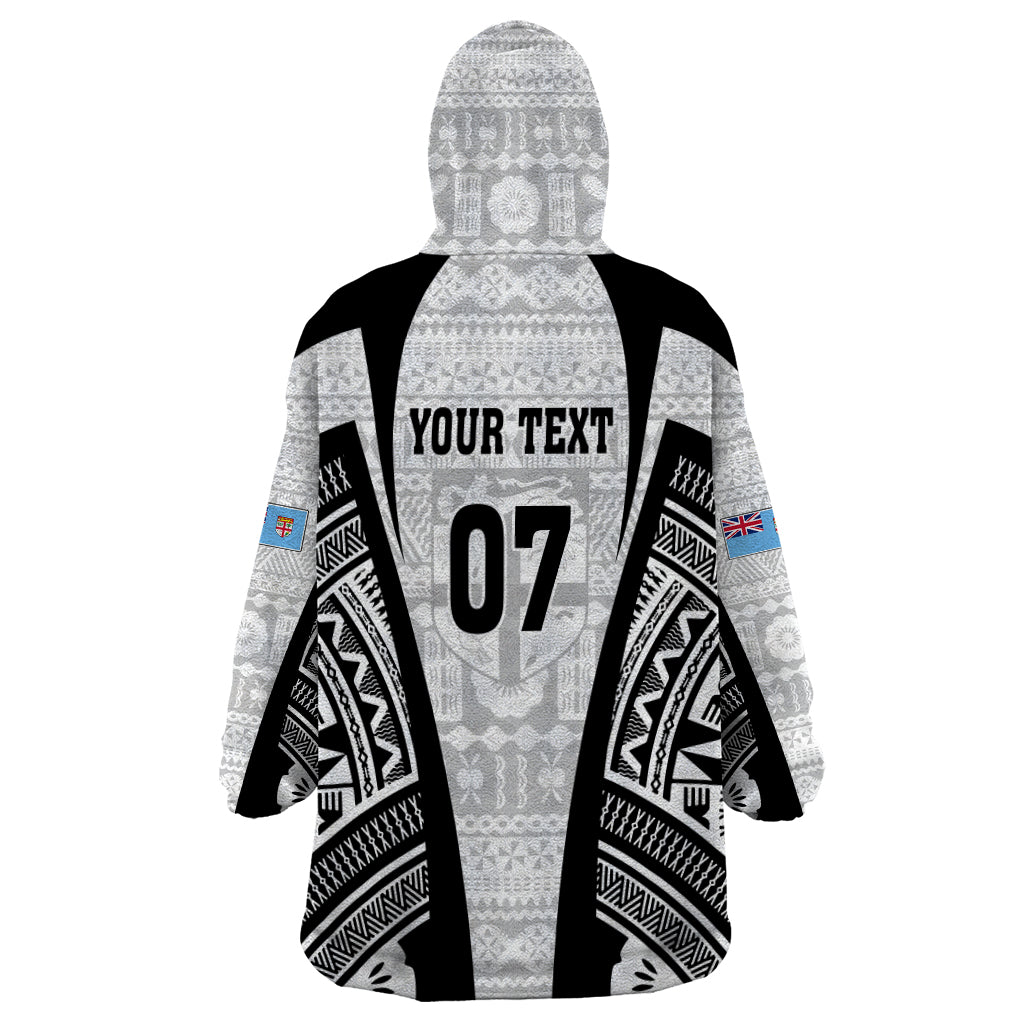 Personalised Fiji Rugby Wearable Blanket Hoodie 2023 World Cup History Makers - White Ver LT7 - Polynesian Pride