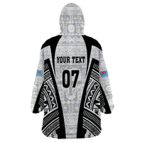 Personalised Fiji Rugby Wearable Blanket Hoodie 2023 World Cup History Makers - White Ver LT7 - Polynesian Pride