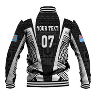 Personalised Fiji Rugby Baseball Jacket 2023 World Cup History Makers - Black Ver LT7 - Polynesian Pride